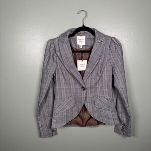 Autres Filles Plaid One Button Blazer Jacket Academia Career Preppy - XS‎ - NWT